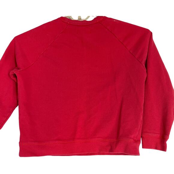 Lucky Brand Women Sweatshirt Large L Red Chain Stitch Girl Pullover Casual - Picture 3 of 6